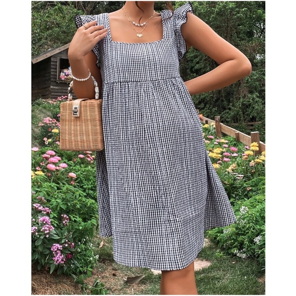 Maternity Plaid Ruffle Sleeve Dress - Picture 3 of 6